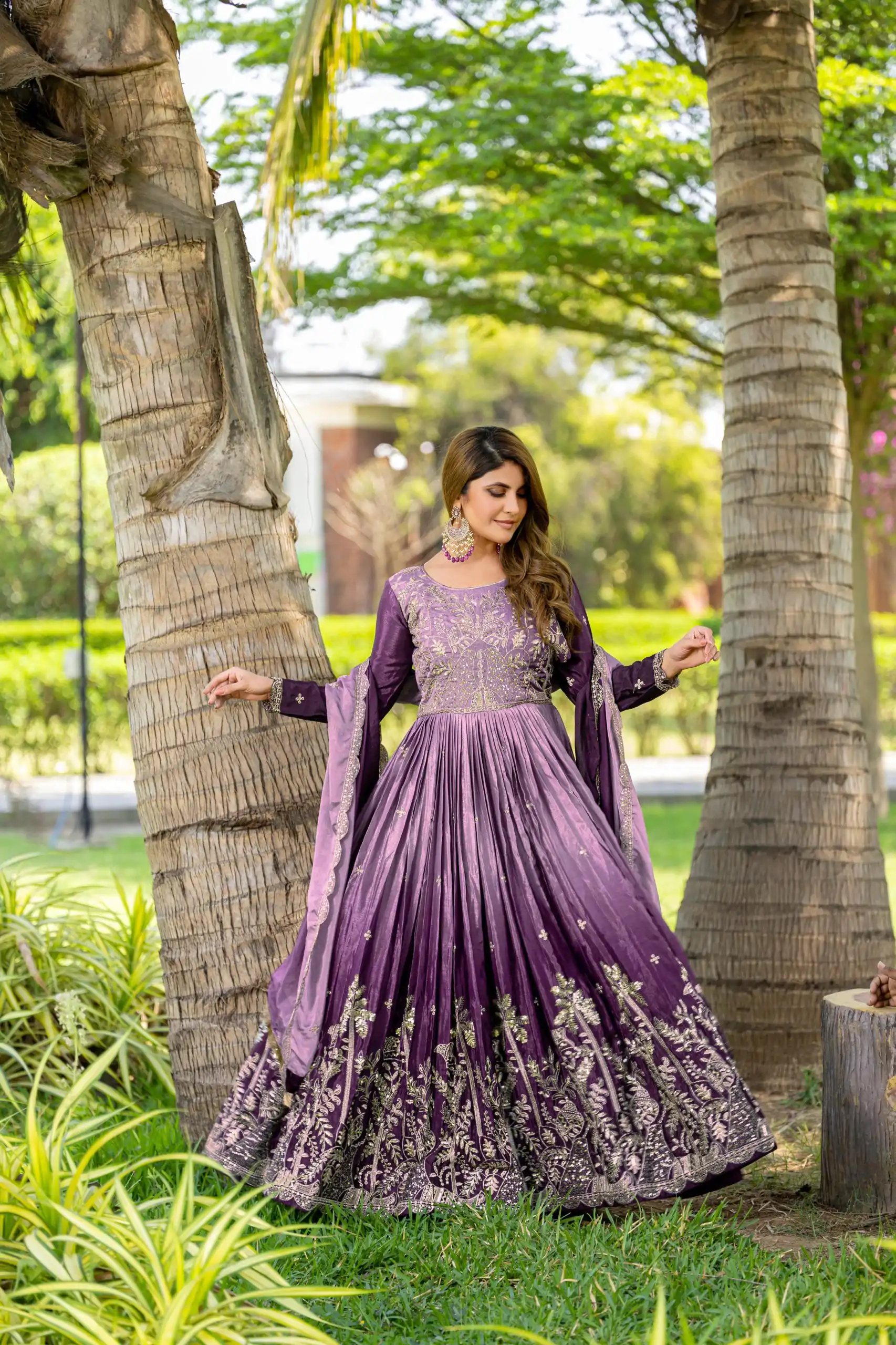 Ram 096 Purple Color Chinon Sequence Embroidery Work Gown Casual, Wedding, Festive, Events . Expected Delivery  4-6 Working Days @2449/- only                                                                                                                                             | Bollywood Gowns, Creative Gowns, Designer Gowns, Embroidered Gowns, Gowns, Party Wear Gowns, Straight Suits