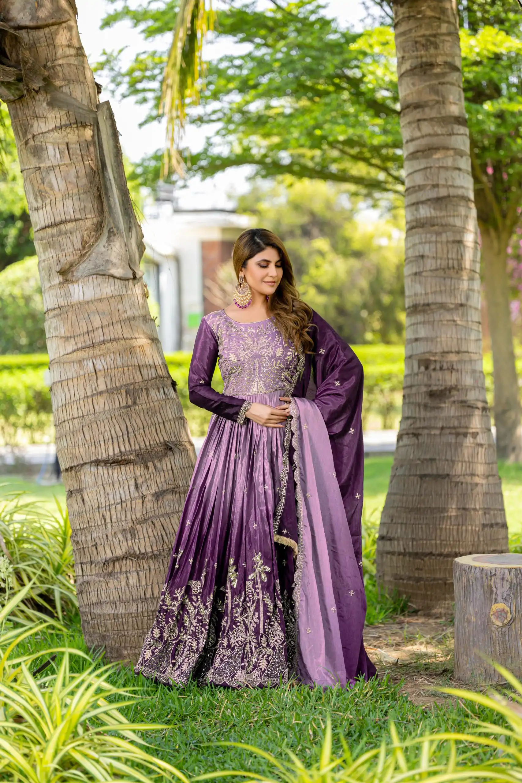 Ram 096 Purple Color Chinon Sequence Embroidery Work Gown Casual, Wedding, Festive, Events . Expected Delivery  4-6 Working Days @2449/- only                                                                                                                                             | Bollywood Gowns, Creative Gowns, Designer Gowns, Embroidered Gowns, Gowns, Party Wear Gowns, Straight Suits