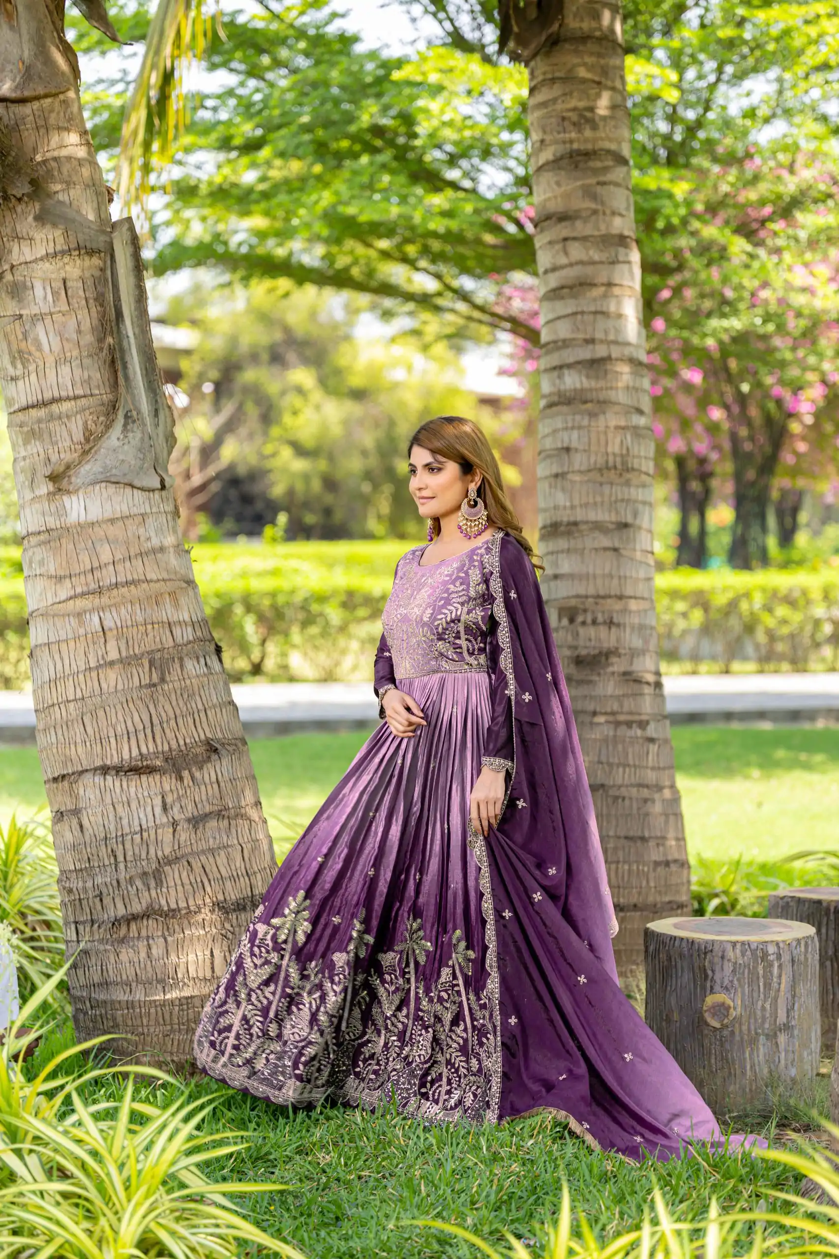 Ram 096 Purple Color Chinon Sequence Embroidery Work Gown Casual, Wedding, Festive, Events . Expected Delivery  4-6 Working Days @2449/- only                                                                                                                                             | Bollywood Gowns, Creative Gowns, Designer Gowns, Embroidered Gowns, Gowns, Party Wear Gowns, Straight Suits