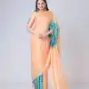 ST 1102 Peach Color Japan Satin Digital Print Work Saree Casual, Wedding, Festive, Events . Expected Delivery  4-6 Working Days @1849/- only      | Bollywood Sarees, Creative Sarees, Designer Sarees, Embroidered Sarees, Ethnic Saree, Modern Digital sarees, Party Wear Sarees, Sarees