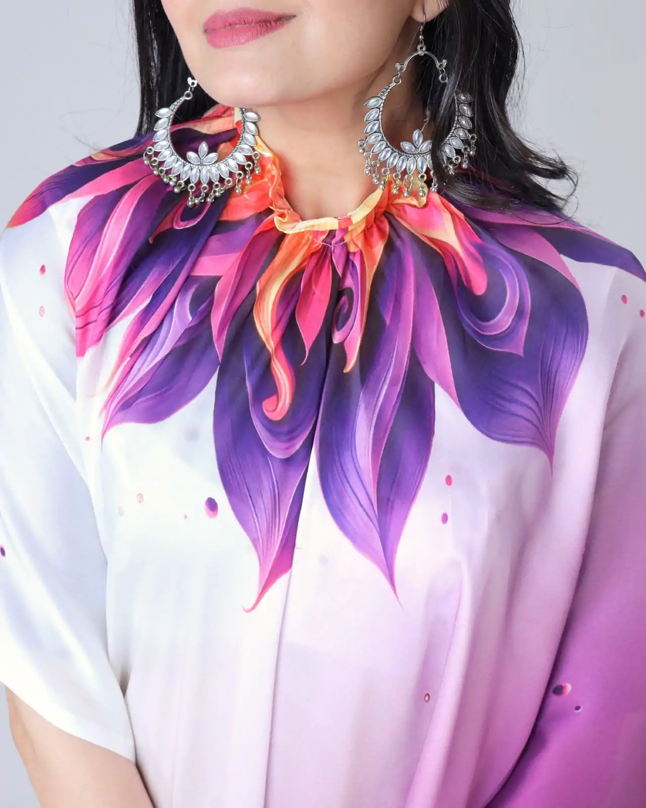 ST 1102 Purple White Color Japan Satin Digital Print Work Saree Casual, Wedding, Festive, Events . Expected Delivery  4-6 Working Days @1849/- only      | Bollywood Sarees, Creative Sarees, Designer Sarees, Embroidered Sarees, Ethnic Saree, Modern Digital sarees, Party Wear Sarees, Sarees