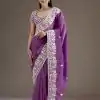 BT 1265 Purple Color Gold Crush Sequins Work Fancy Border Saree Casual, Wedding, Festive, Events . Expected Delivery  4-6 Working Days @2249/- only                                                                                                                                           | Bollywood Sarees, Creative Sarees, Designer Sarees, Embroidered Sarees, Ethnic Saree, Modern Digital sarees, Party Wear Sarees, Sarees