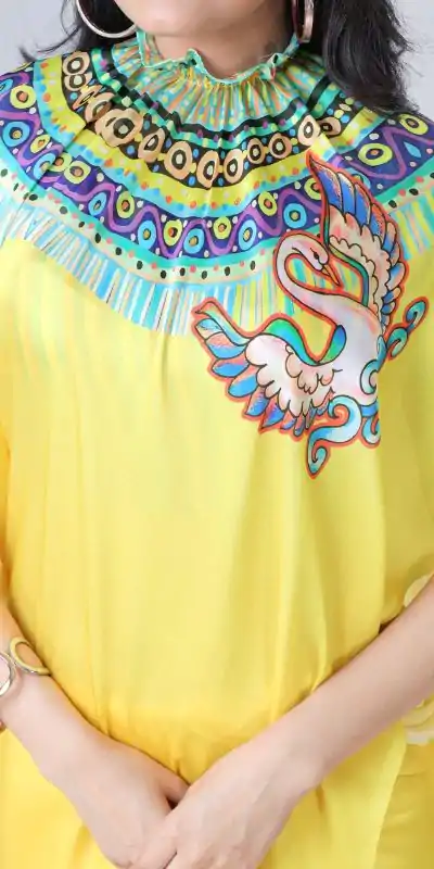 ST 1102 Yellow Color Japan Satin Digital Print Work Saree Casual, Wedding, Festive, Events . Expected Delivery  4-6 Working Days @1849/- only      | Bollywood Sarees, Creative Sarees, Designer Sarees, Embroidered Sarees, Ethnic Saree, Modern Digital sarees, Party Wear Sarees, Sarees