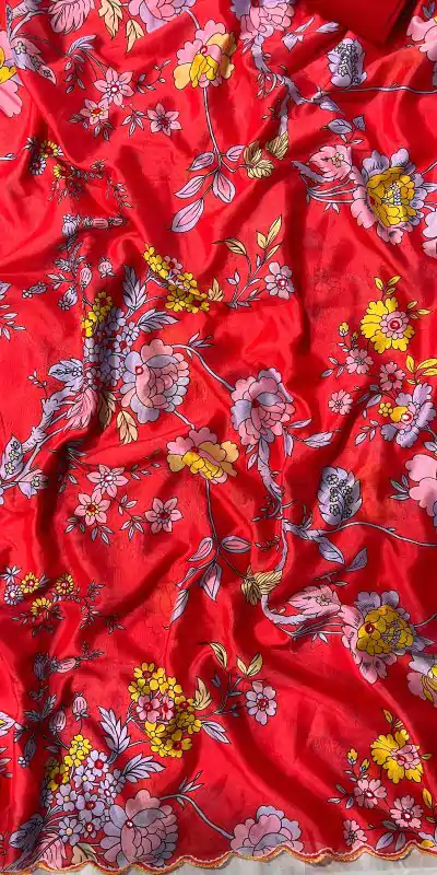 BT 415 Red  Color Vichitra Silk Digital Prints Mirror Sequence Work Saree Casual, Wedding, Festive, Events . Expected Delivery  4-6 Working Days @1549/- only                                                                                                                                             | Bollywood Sarees, Creative Sarees, Designer Sarees, Embroidered Sarees, Ethnic Saree, Modern Digital sarees, Party Wear Sarees, Sarees