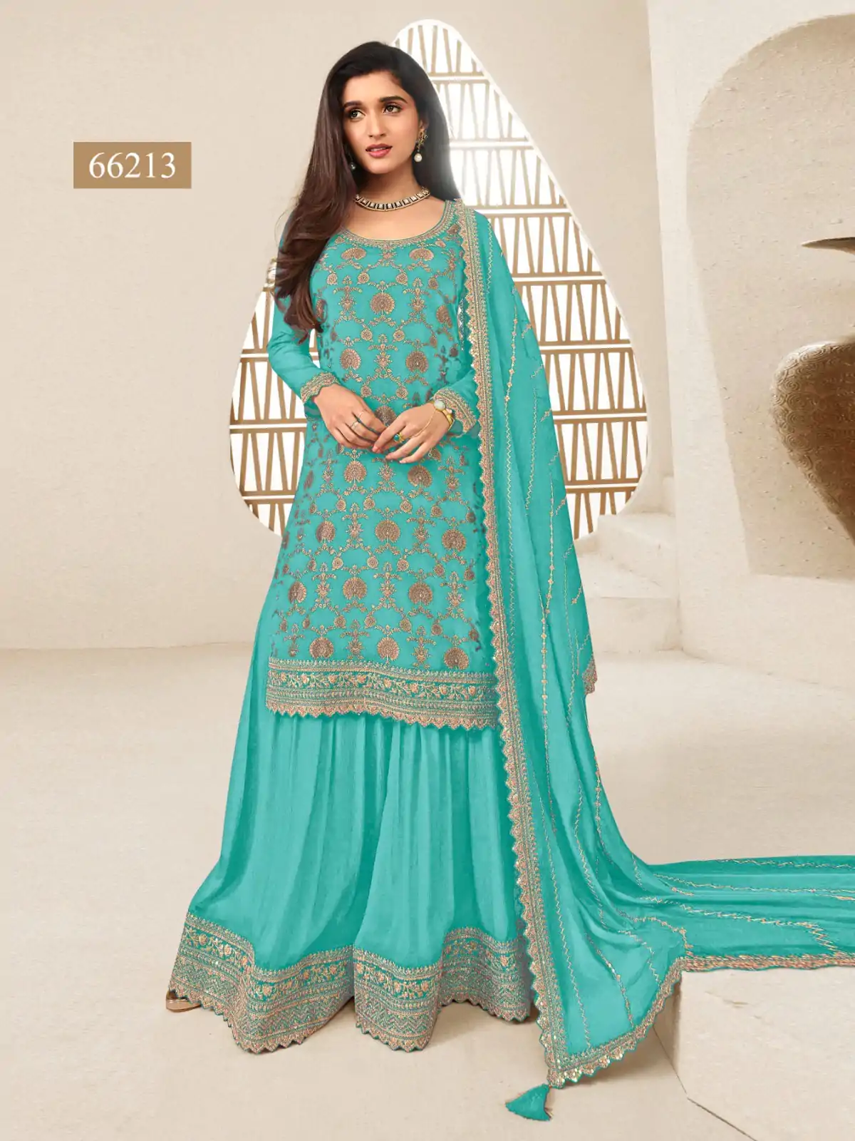 FC 66211 Firozi Color Jacquard Silk Chinon Multi Work Salwar Suit Casual, Wedding, Party, Festive, Events Etc.4-6 Working Days@ 2649/-only | Jump Suits, Casual Suits, Creative suits, Designer Suits, Palazzo Suits, Party Wear Suits, Patiala Suits, Salwar suit, Straight Suits
