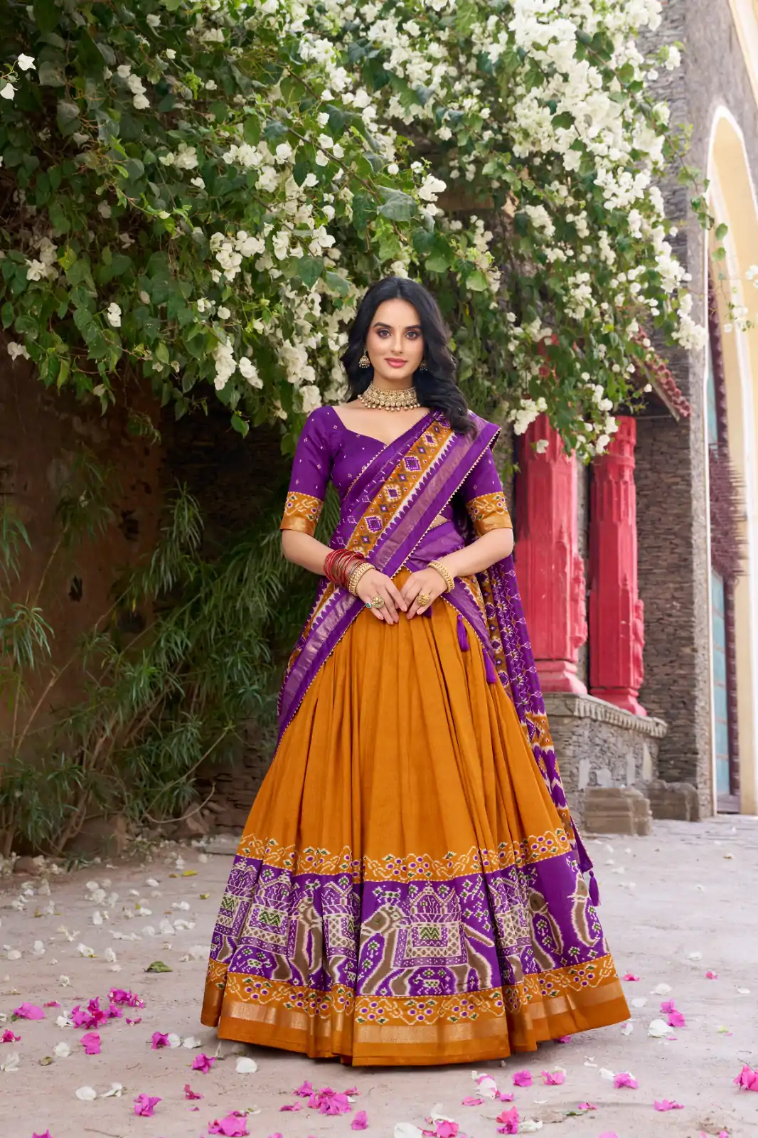 LNB 1221 Mustad Color Tushar Silk Patola Printed Lehenga Choli Casual, Wedding, Party, Festive, Events Etc.4-6 Working Days@ 2249/-only | Bollywood Lehenga, Creative Lehenga, Designer Lehenga, Embroidered Lehenga, Lehenga, Party Wear Lehenga