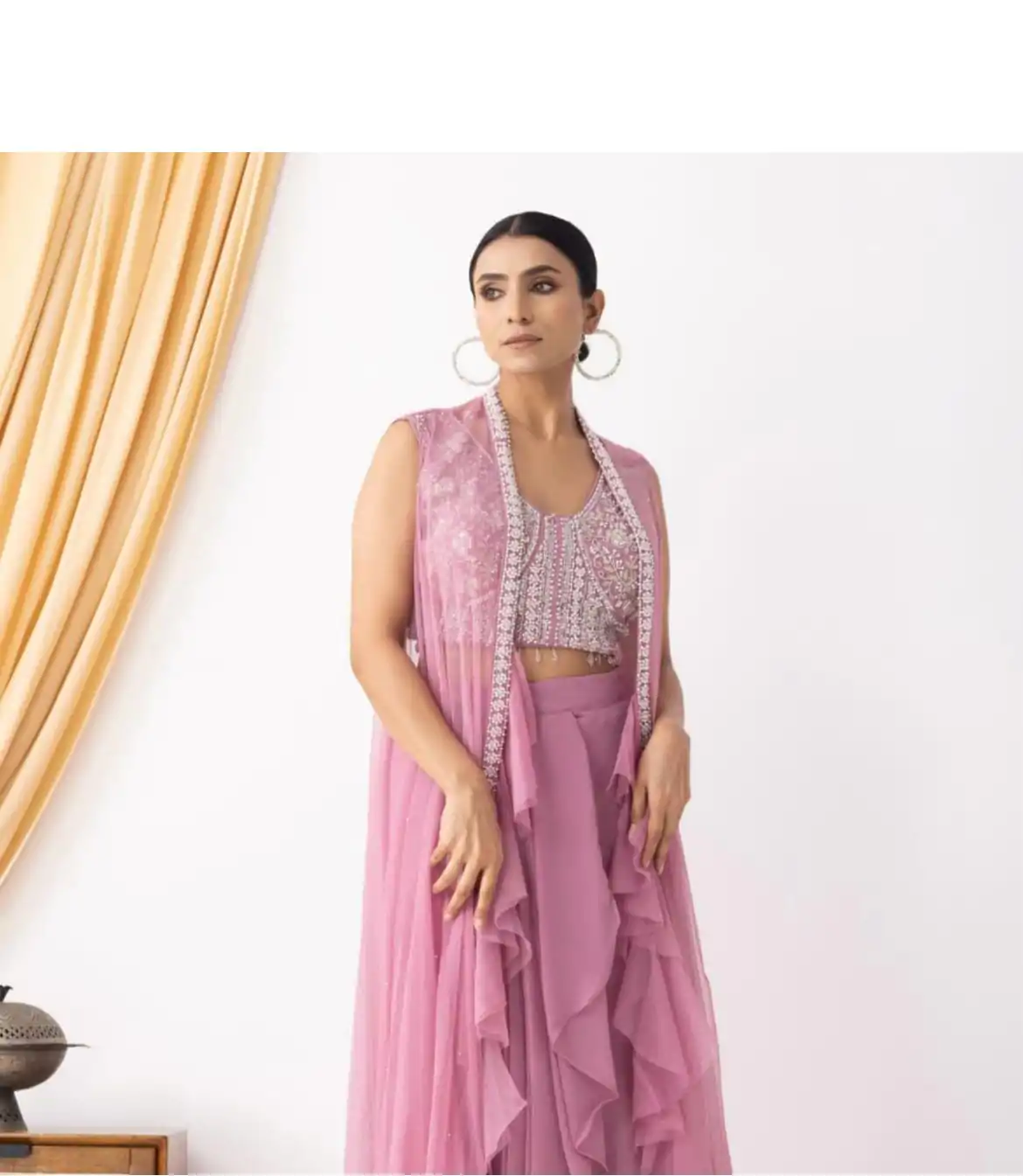 BE 332 Pink Color Georgette Beads Sequence Work Lace Dhoti Suit Casual, Wedding, Party, Festive, Events Etc.4-6 Working Days@ 2099/-only | Jump Suits, Casual Suits, Creative suits, Designer Suits, Palazzo Suits, Party Wear Suits, Patiala Suits, Salwar suit, Straight Suits