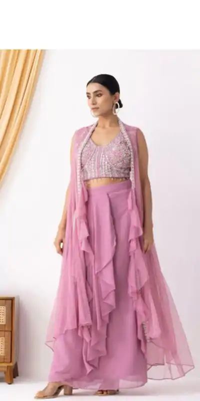 BE 332 Pink Color Georgette Beads Sequence Work Lace Dhoti Suit Casual, Wedding, Party, Festive, Events Etc.4-6 Working Days@ 2099/-only | Jump Suits, Casual Suits, Creative suits, Designer Suits, Palazzo Suits, Party Wear Suits, Patiala Suits, Salwar suit, Straight Suits