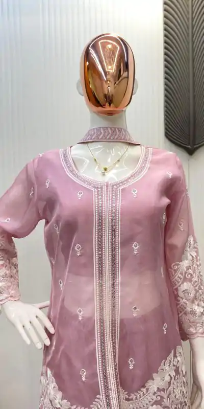 LG 1902 Pink Color Organza Sequence Work Indo-Western Suit Casual, Wedding, Party, Festive, Events Etc.4-6 Working Days@ 2049/-only | Jump Suits, Casual Suits, Creative suits, Designer Suits, Palazzo Suits, Party Wear Suits, Patiala Suits, Salwar suit, Straight Suits