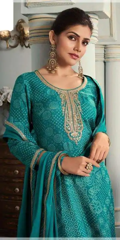 V 70531 Rama Color Viscose Silk Sequence Work Digital Print Salwar Suit Casual, Wedding, Festive, Events . Expected Delivery  4-6 Working Days @2099/- only      | Jump Suits, Casual Suits, Creative suits, Designer Suits, Palazzo Suits, Party Wear Suits, Patiala Suits, Salwar suit, Straight Suits