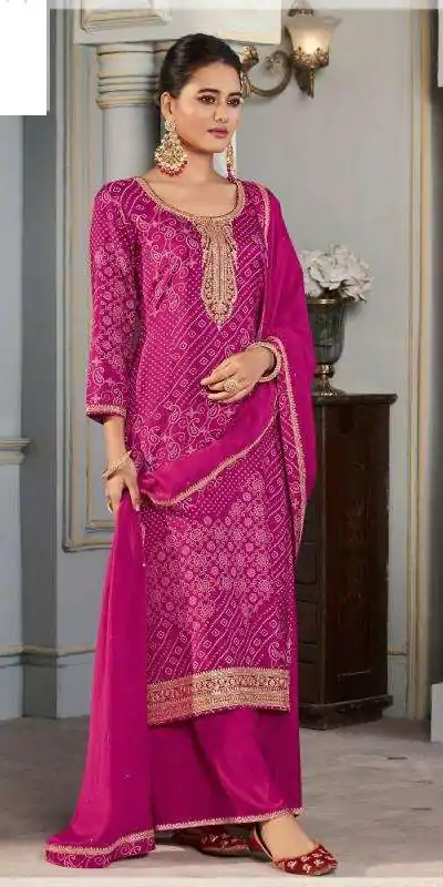 V 70531 Rani Pink Color Viscose Silk Sequence Work Digital Print Salwar Suit Casual, Wedding, Festive, Events . Expected Delivery  4-6 Working Days @2099/-      | Jump Suits, Casual Suits, Creative suits, Designer Suits, Palazzo Suits, Party Wear Suits, Patiala Suits, Salwar suit, Straight Suits