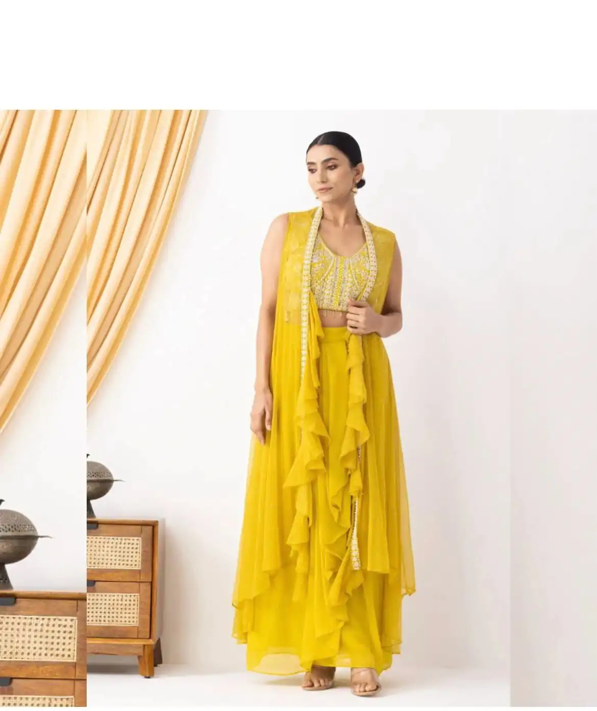 BE 332 Yellow Color Georgette Beads Sequence Work Lace Dhoti Suit Casual, Wedding, Party, Festive, Events Etc.4-6 Working Days@ 2099/-only | Jump Suits, Casual Suits, Creative suits, Designer Suits, Palazzo Suits, Party Wear Suits, Patiala Suits, Salwar suit, Straight Suits