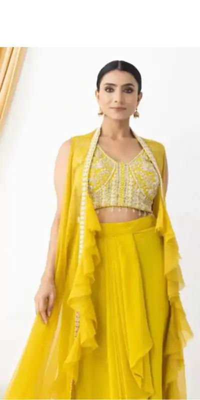 BE 332 Yellow Color Georgette Beads Sequence Work Lace Dhoti Suit Casual, Wedding, Party, Festive, Events Etc.4-6 Working Days@ 2099/-only | Jump Suits, Casual Suits, Creative suits, Designer Suits, Palazzo Suits, Party Wear Suits, Patiala Suits, Salwar suit, Straight Suits