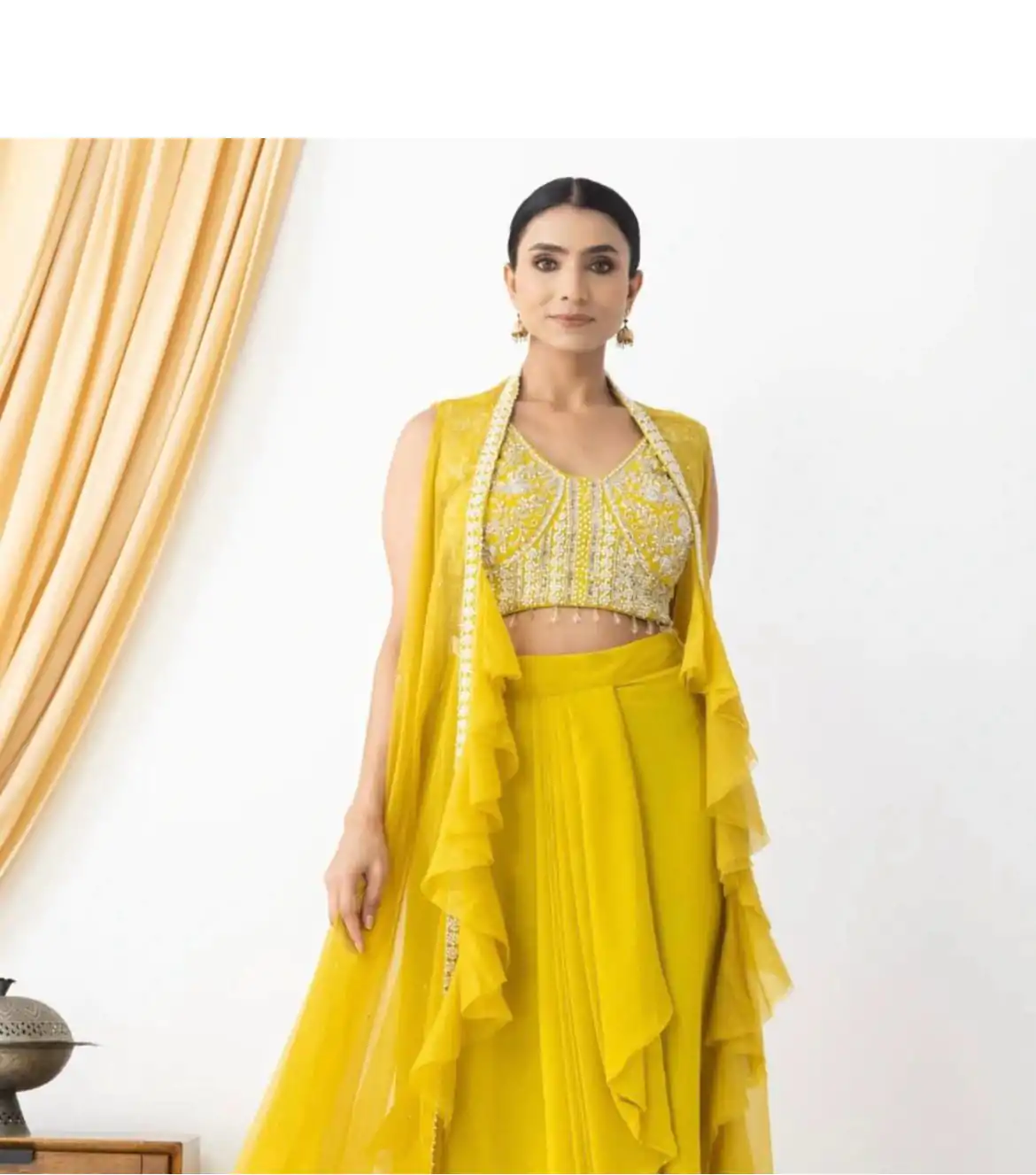 BE 332 Yellow Color Georgette Beads Sequence Work Lace Dhoti Suit Casual, Wedding, Party, Festive, Events Etc.4-6 Working Days@ 2099/-only | Jump Suits, Casual Suits, Creative suits, Designer Suits, Palazzo Suits, Party Wear Suits, Patiala Suits, Salwar suit, Straight Suits