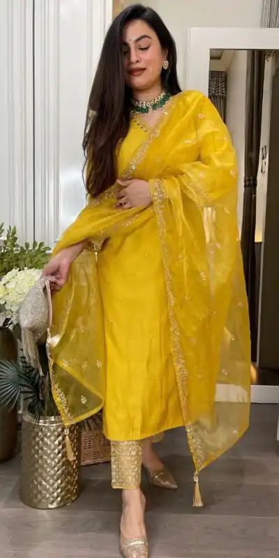LG 1928 Yellow Color Roman Silk Sequence With Mirror Work Salwar Suit Casual, Wedding, Party, Festive, Events Etc.4-6 Working Days@ 1999/-only | Jump Suits, Casual Suits, Creative suits, Designer Suits, Palazzo Suits, Party Wear Suits, Patiala Suits, Salwar suit, Straight Suits
