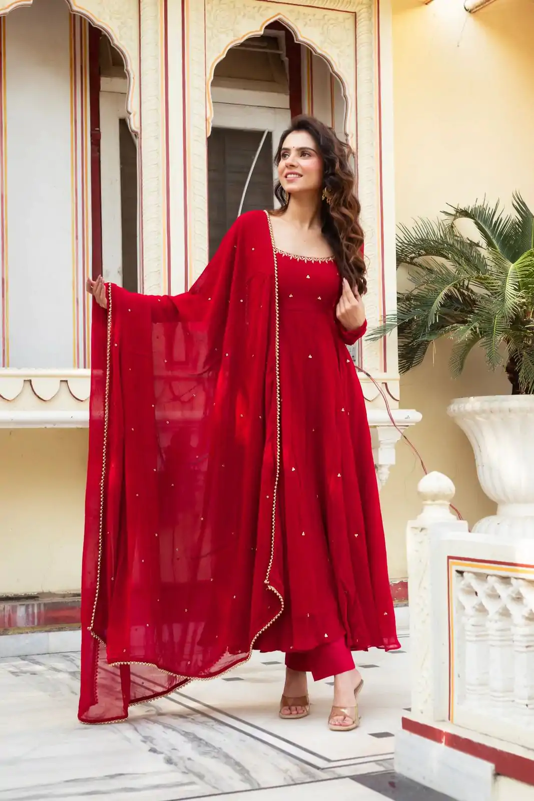 RTC 5857 Red Color Georgette Handwork Real Diamond Salwar Suit Casual, Wedding, Festive, Events . Expected Delivery  4-6 Working Days @2049/- only      | Jump Suits, Casual Suits, Creative suits, Designer Suits, Palazzo Suits, Party Wear Suits, Patiala Suits, Salwar suit, Straight Suits