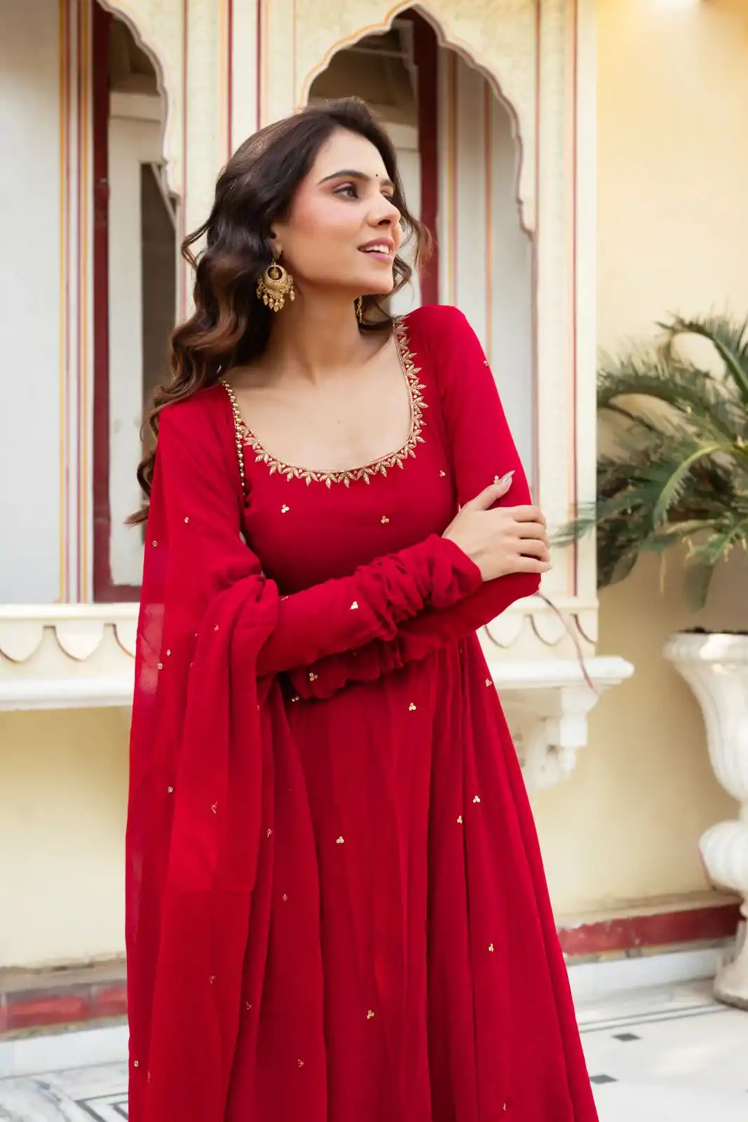 RTC 5857 Red Color Georgette Handwork Real Diamond Salwar Suit Casual, Wedding, Festive, Events . Expected Delivery  4-6 Working Days @2049/- only      | Jump Suits, Casual Suits, Creative suits, Designer Suits, Palazzo Suits, Party Wear Suits, Patiala Suits, Salwar suit, Straight Suits