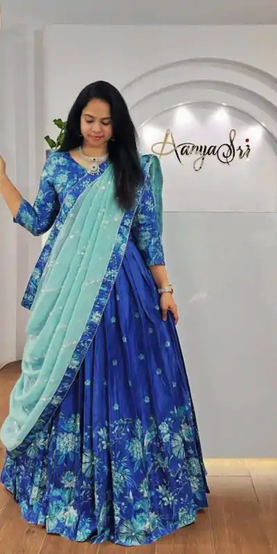 PC 506 Royal Blue Color Chinon Digital Print Lehenga Choli Casual, Wedding, Festive, Events . Expected Delivery  4-6 Working Days @2149/- only      | Bollywood Lehenga, Creative Lehenga, Designer Lehenga, Embroidered Lehenga, Lehenga, Party Wear Lehenga
