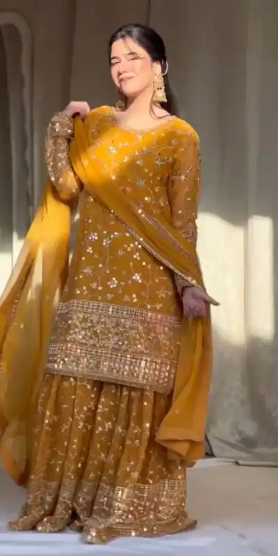 RTC 5858 Yellow Color Georgette Thread 9mm Sequence Salwar Suit Casual, Wedding, Festive, Events . Expected Delivery  4-6 Working Days @2349/- only      | Jump Suits, Casual Suits, Creative suits, Designer Suits, Palazzo Suits, Party Wear Suits, Patiala Suits, Salwar suit, Straight Suits