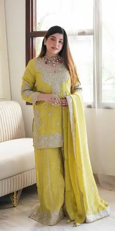 SSR 5002 Lemon Yellow Color Chinon Sequence Rivet Moti Salwar Suit Casual, Wedding, Festive, Events . Expected Delivery  4-6 Working Days @2149/- only      | Jump Suits, Casual Suits, Creative suits, Designer Suits, Palazzo Suits, Party Wear Suits, Patiala Suits, Salwar suit, Straight Suits