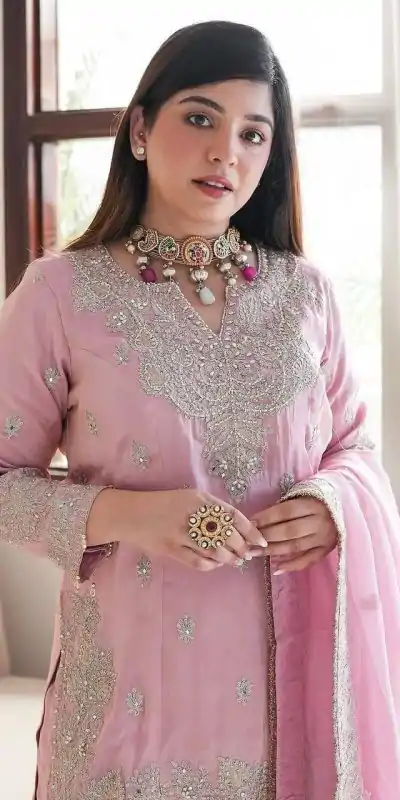 SSR 5002 Pink Color Chinon Sequence Rivet Moti Salwar Suit Casual, Wedding, Festive, Events . Expected Delivery  4-6 Working Days @2149/- only      | Jump Suits, Casual Suits, Creative suits, Designer Suits, Palazzo Suits, Party Wear Suits, Patiala Suits, Salwar suit, Straight Suits