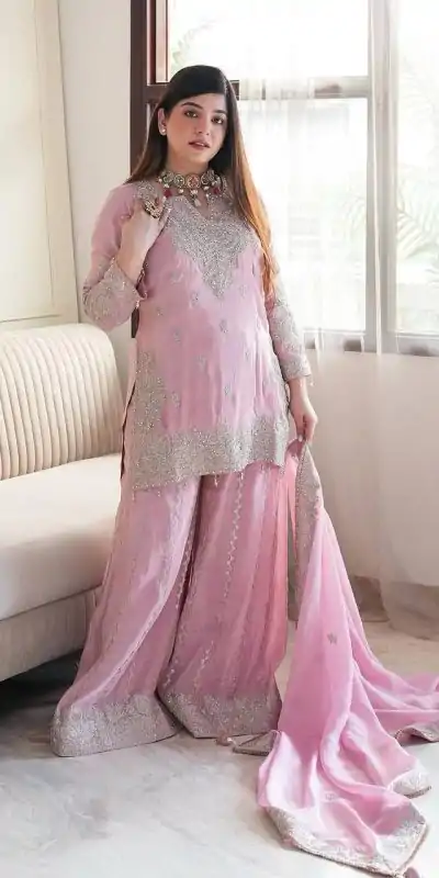 SSR 5002 Pink Color Chinon Sequence Rivet Moti Salwar Suit Casual, Wedding, Festive, Events . Expected Delivery  4-6 Working Days @2149/- only      | Jump Suits, Casual Suits, Creative suits, Designer Suits, Palazzo Suits, Party Wear Suits, Patiala Suits, Salwar suit, Straight Suits