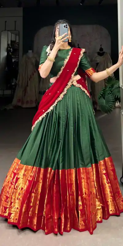 LNB 2032 Green Color Narayan Pattu Zari Weaving Work Lehenga Choli Casual, Wedding, Party, Festive, Events Etc.4-6 Working Days@ 1999/-only | Bollywood Lehenga, Creative Lehenga, Designer Lehenga, Embroidered Lehenga, Lehenga, Party Wear Lehenga