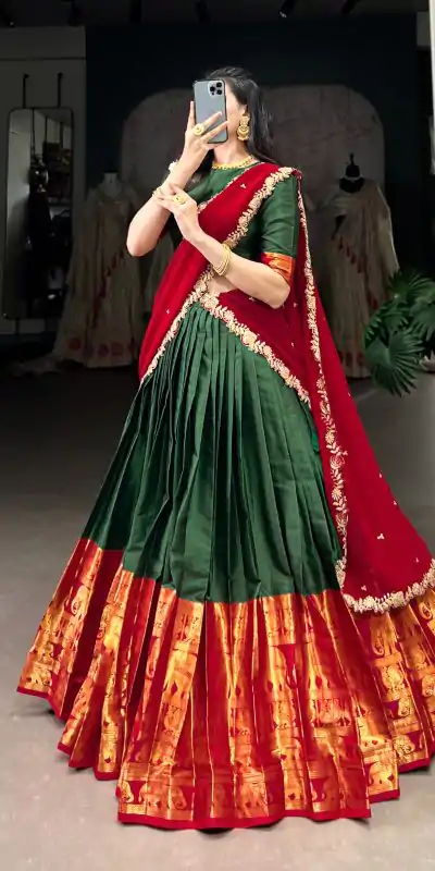 LNB 2032 Green Color Narayan Pattu Zari Weaving Work Lehenga Choli Casual, Wedding, Party, Festive, Events Etc.4-6 Working Days@ 1999/-only | Bollywood Lehenga, Creative Lehenga, Designer Lehenga, Embroidered Lehenga, Lehenga, Party Wear Lehenga