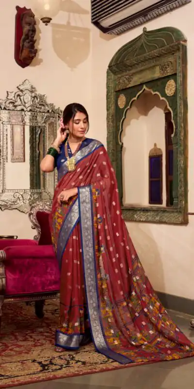 YNF 7031 Maroon Color Poly Cotton Kalamkari Print Saree Casual, Wedding, Festive, Events . Expected Delivery  4-6 Working Days @1699/- only                                                                                                                                           | Bollywood Sarees, Creative Sarees, Designer Sarees, Embroidered Sarees, Ethnic Saree, Modern Digital sarees, Party Wear Sarees, Sarees