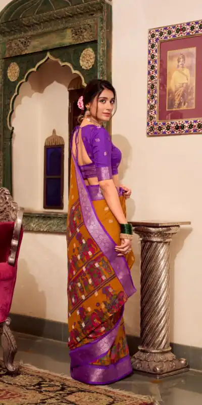 YNF 7031 Mustad Color Poly Cotton Kalamkari Print Saree Casual, Wedding, Festive, Events . Expected Delivery  4-6 Working Days @1699/- only                                                                                                                                           | Bollywood Sarees, Creative Sarees, Designer Sarees, Embroidered Sarees, Ethnic Saree, Modern Digital sarees, Party Wear Sarees, Sarees