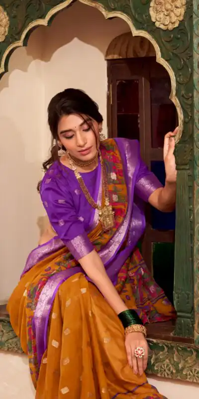 YNF 7031 Mustad Color Poly Cotton Kalamkari Print Saree Casual, Wedding, Festive, Events . Expected Delivery  4-6 Working Days @1699/- only                                                                                                                                           | Bollywood Sarees, Creative Sarees, Designer Sarees, Embroidered Sarees, Ethnic Saree, Modern Digital sarees, Party Wear Sarees, Sarees