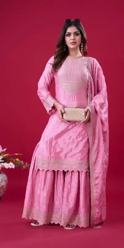 ZF 5006 Pink Color Chinon Silk Sequence Work Salwar Suit Casual, Wedding, Festive, Events . Expected Delivery  4-6 Working Days @2149/- only      | Designer Suits, Jump Suits, Casual Suits, Creative suits, Palazzo Suits, Party Wear Suits, Patiala Suits, Salwar suit, Straight Suits