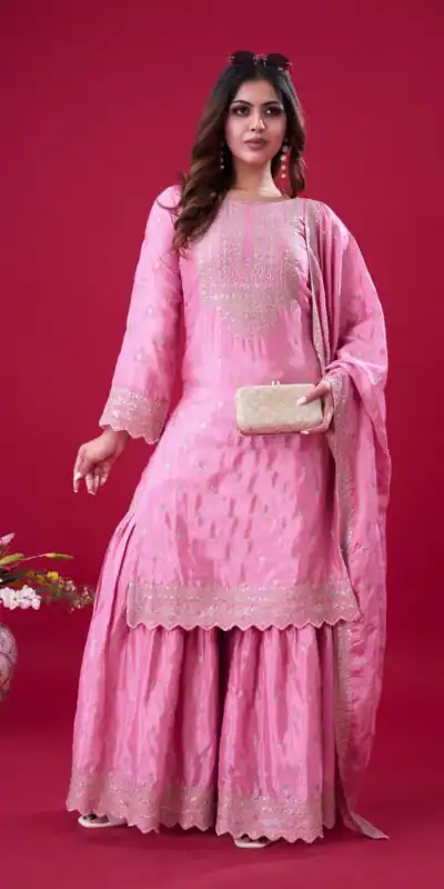 ZF 5006 Pink Color Chinon Silk Sequence Work Salwar Suit Casual, Wedding, Festive, Events . Expected Delivery  4-6 Working Days @2149/- only      | Designer Suits, Jump Suits, Casual Suits, Creative suits, Palazzo Suits, Party Wear Suits, Patiala Suits, Salwar suit, Straight Suits