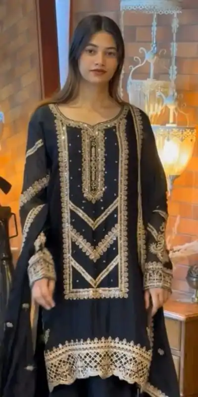 VLM 273 Black Color Georgette Embroidery Work Salwar Suit Casual, Wedding, Festive, Events . Expected Delivery  4-6 Working Days @2149/- only      | Jump Suits, Casual Suits, Creative suits, Designer Suits, Palazzo Suits, Party Wear Suits, Patiala Suits, Salwar suit, Straight Suits