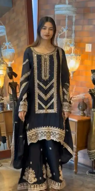 VLM 273 Black Color Georgette Embroidery Work Salwar Suit Casual, Wedding, Festive, Events . Expected Delivery  4-6 Working Days @2149/- only      | Jump Suits, Casual Suits, Creative suits, Designer Suits, Palazzo Suits, Party Wear Suits, Patiala Suits, Salwar suit, Straight Suits