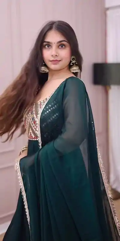 LG 1938 Rama Green Color Georgette Embroidery Sequence Work Gown Casual, Wedding, Festive, Events . Expected Delivery  4-6 Working Days @2099/- only      | Bollywood Gowns, Creative Gowns, Designer Gowns, Embroidered Gowns, Gowns, Party Wear Gowns