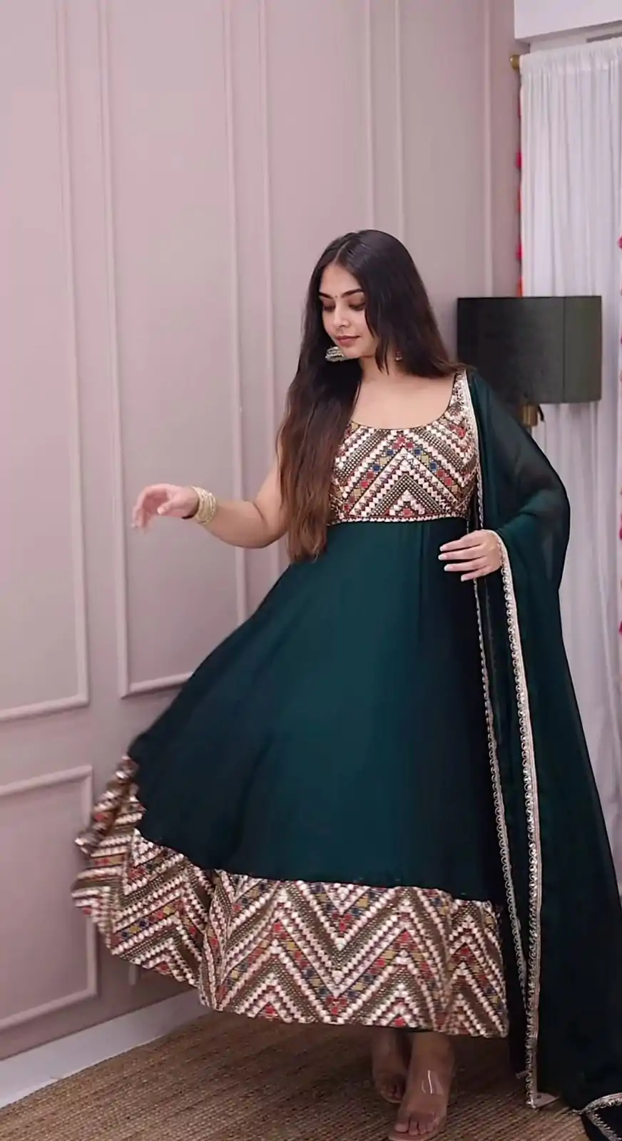 LG 1938 Rama Green Color Georgette Embroidery Sequence Work Gown Casual, Wedding, Festive, Events . Expected Delivery  4-6 Working Days @2099/- only      | Bollywood Gowns, Creative Gowns, Designer Gowns, Embroidered Gowns, Gowns, Party Wear Gowns