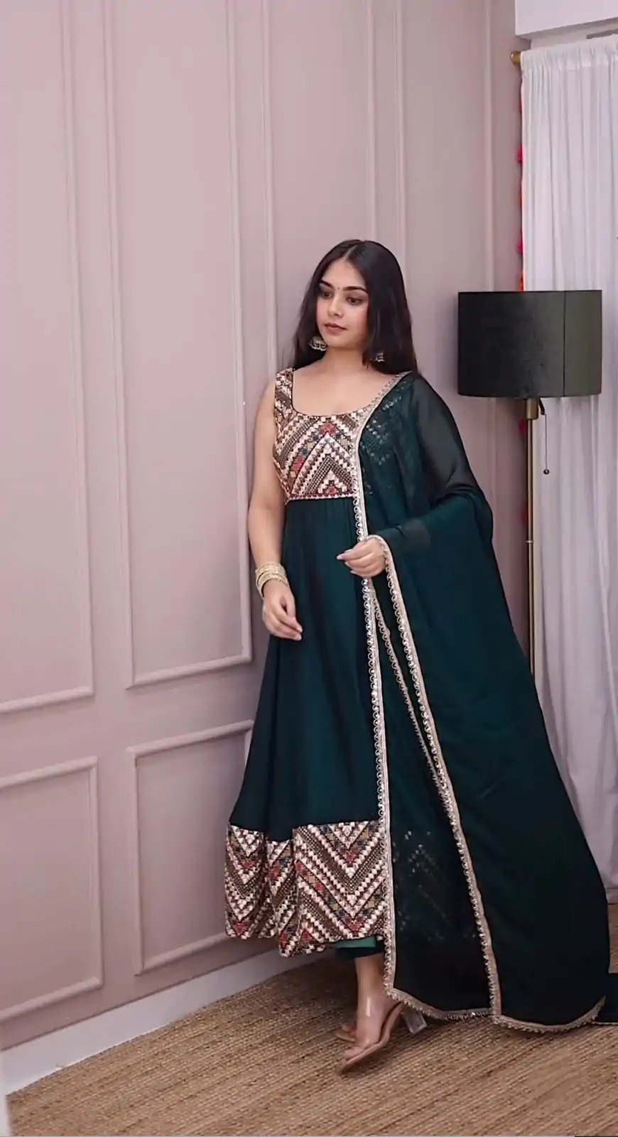 LG 1938 Rama Green Color Georgette Embroidery Sequence Work Gown Casual, Wedding, Festive, Events . Expected Delivery  4-6 Working Days @2099/- only      | Bollywood Gowns, Creative Gowns, Designer Gowns, Embroidered Gowns, Gowns, Party Wear Gowns