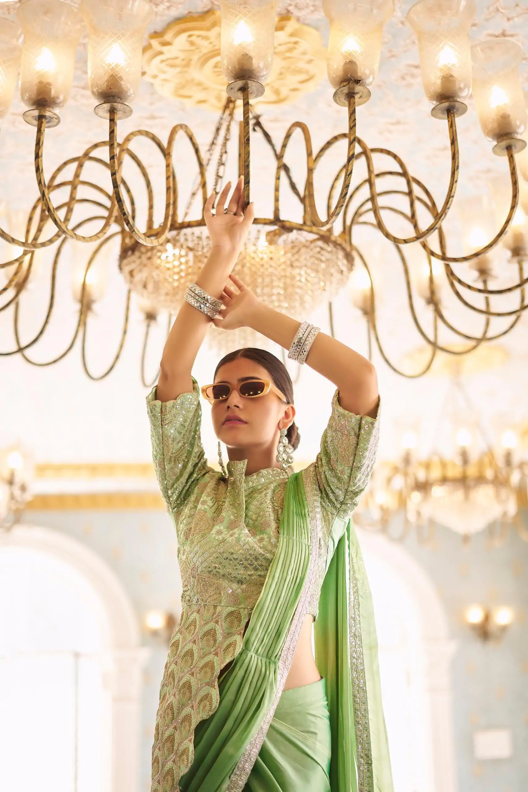 ST 1103 Pista Color Chinon Embroidery Work Lace Border Saree Casual, Wedding, Festive, Events . Expected Delivery  4-6 Working Days @2099/- only                                                                                                                                           | Bollywood Sarees, Creative Sarees, Designer Sarees, Embroidered Sarees, Ethnic Saree, Modern Digital sarees, Party Wear Sarees, Sarees