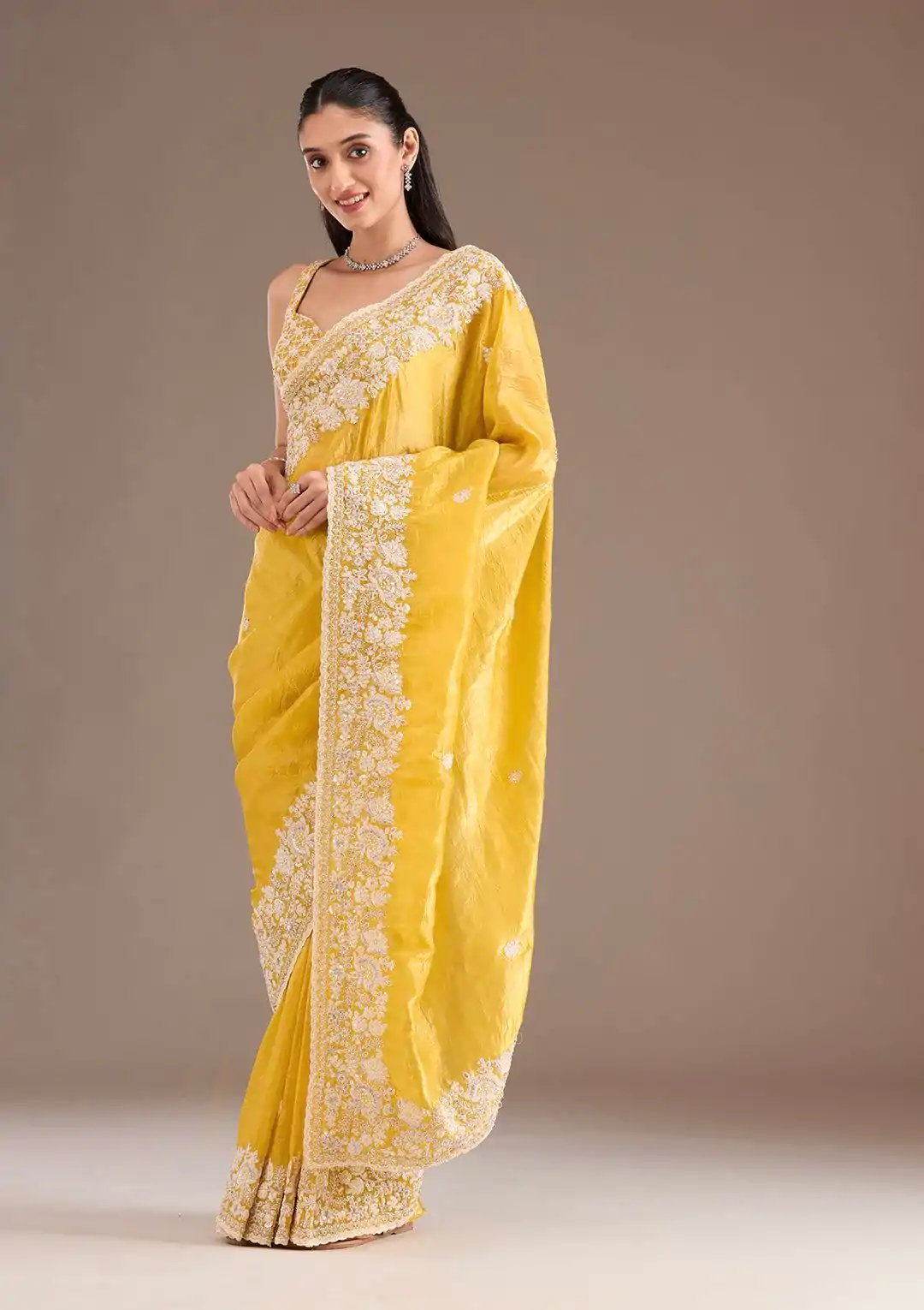 BT 1265 Yellow Color Gold Crush Sequins Work Fancy Border Saree Casual, Wedding, Festive, Events . Expected Delivery  4-6 Working Days @2249/- only                                                                                                                                           | Bollywood Sarees, Creative Sarees, Designer Sarees, Embroidered Sarees, Ethnic Saree, Modern Digital sarees, Party Wear Sarees, Sarees