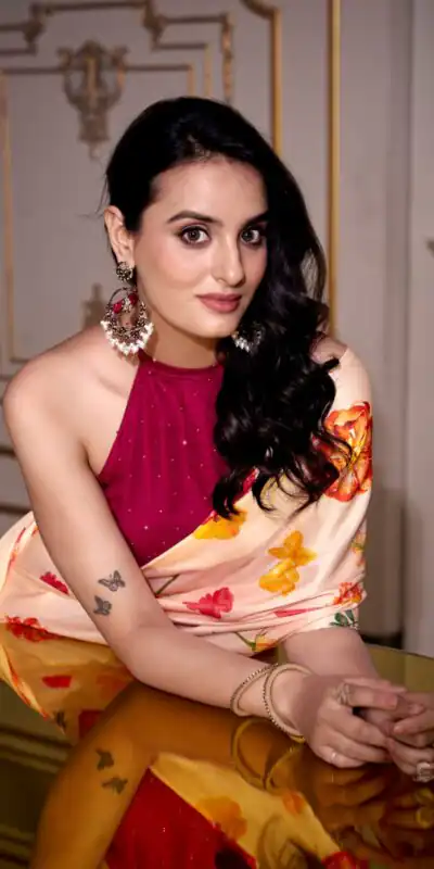 YNF 7026 Cream Color Satin Silk Printed Saree Casual, Wedding, Festive, Events . Expected Delivery  4-6 Working Days @1599/- only                                                                                                                                           | Bollywood Sarees, Creative Sarees, Designer Sarees, Embroidered Sarees, Ethnic Saree, Modern Digital sarees, Party Wear Sarees, Sarees