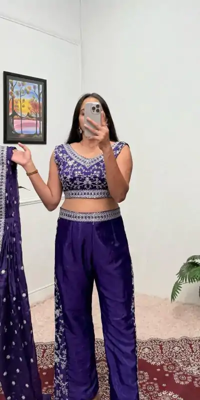 ST 1089 Purple Color Chinon Embroidery Work Salwar Suit Casual, Wedding, Festive, Events . Expected Delivery  4-6 Working Days @1999/- only      | Jump Suits, Casual Suits, Creative suits, Designer Suits, Palazzo Suits, Party Wear Suits, Patiala Suits, Salwar suit, Straight Suits