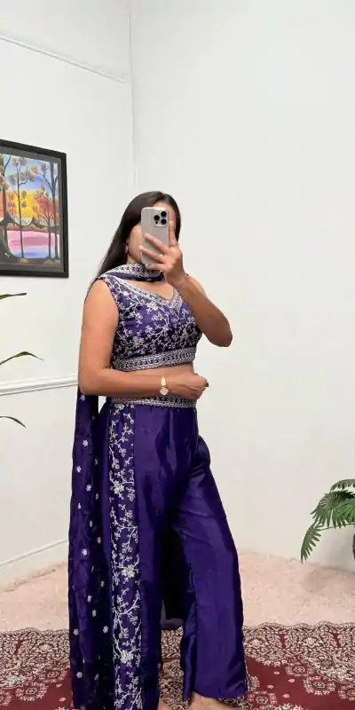 ST 1089 Purple Color Chinon Embroidery Work Salwar Suit Casual, Wedding, Festive, Events . Expected Delivery  4-6 Working Days @1999/- only      | Jump Suits, Casual Suits, Creative suits, Designer Suits, Palazzo Suits, Party Wear Suits, Patiala Suits, Salwar suit, Straight Suits