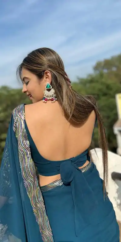 JR 579 Peacock Blue Color Georgette Sequence Work Lace With Peiping Saree Casual, Wedding, Festive, Events . Expected Delivery  4-6 Working Days @1649/- only                                                                                                                                             | Bollywood Sarees, Creative Sarees, Designer Sarees, Embroidered Sarees, Ethnic Saree, Modern Digital sarees, Party Wear Sarees, Sarees