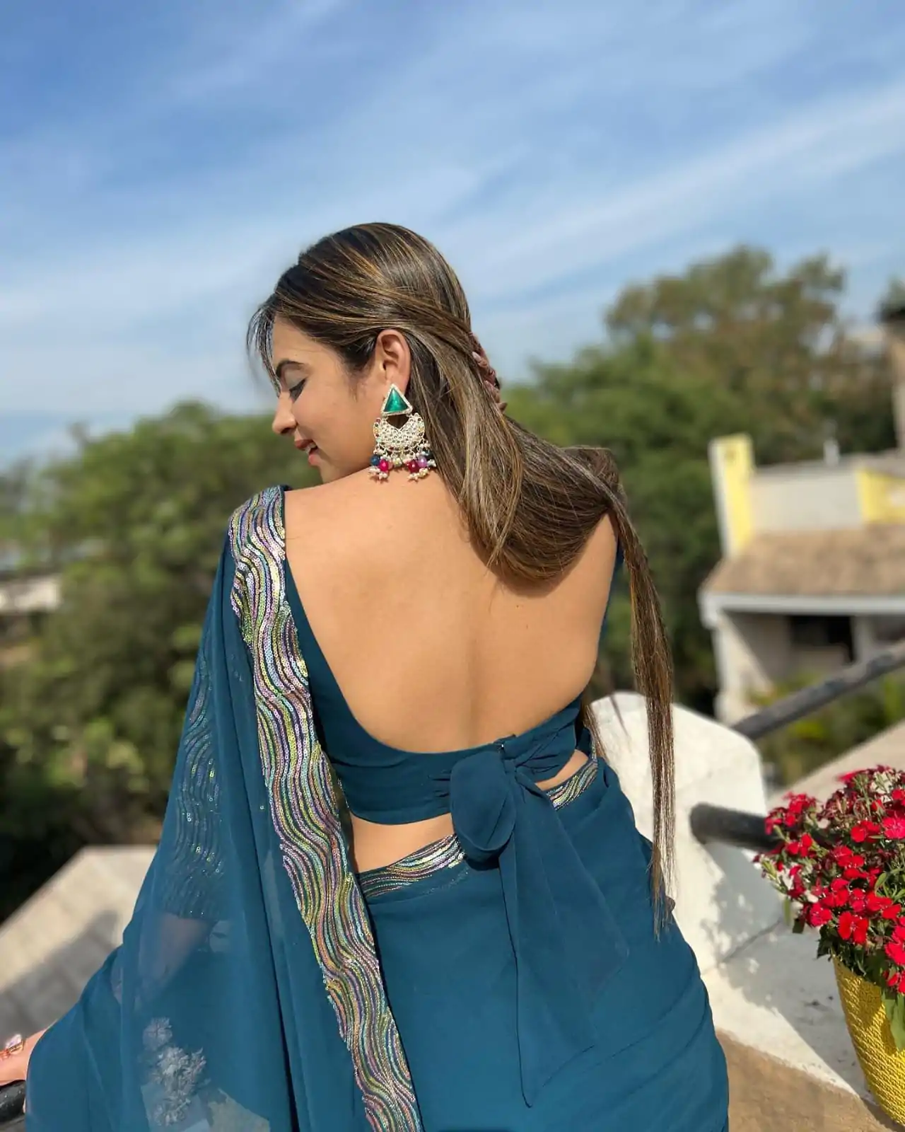 JR 579 Peacock Blue Color Georgette Sequence Work Lace With Peiping Saree Casual, Wedding, Festive, Events . Expected Delivery  4-6 Working Days @1649/- only                                                                                                                                             | Bollywood Sarees, Creative Sarees, Designer Sarees, Embroidered Sarees, Ethnic Saree, Modern Digital sarees, Party Wear Sarees, Sarees