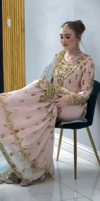 VLM 170 Baby Pink color Foix Georgette Embroidery Salwar Suit Casual, Wedding, Party, Festive, Events . Expected Delivery 4-6 Working Days @2199/- | Jump Suits, Casual Suits, Creative suits, Designer Suits, Palazzo Suits, Party Wear Suits, Patiala Suits, Salwar suit, Straight Suits