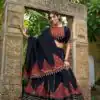 Black Cotton Mirror Work Lehenga Choli
