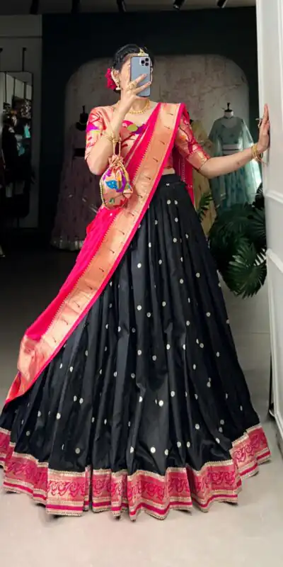 LNB 2006 Black Color Jacquard Silk Weaving Zari Work Lace Touch Up Lehenga Choli Wedding, Party, Festive, Events Etc. Delivery 4-6 Working Days Rs 3499 | Bollywood Lehenga, Creative Lehenga, Designer Lehenga, Embroidered Lehenga, Lehenga, Party Wear Lehenga