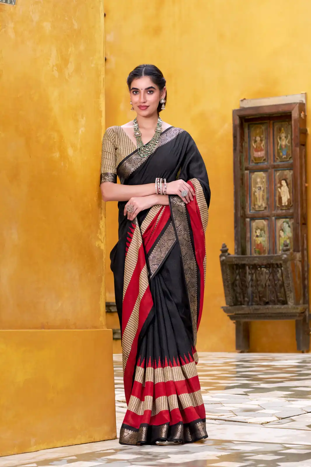 YNF 7049 Black Color Poly Cotton Printed With Zari Weaving Work Saree Casual, Wedding, Festive, Events . Expected Delivery  4-6 Working Days @1699/- only                                                                                | Bollywood Sarees, Creative Sarees, Designer Sarees, Embroidered Sarees, Ethnic Saree, Modern Digital sarees, Party Wear Sarees, Sarees