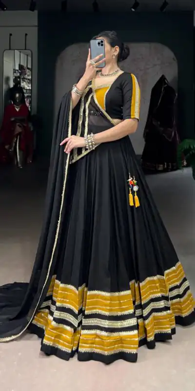 LNB 1621 Black Color Rayon Sequins Lace With Gota Patti Lace Touch Up Lehenga Choli Wedding, Party, Festive, Events Etc. Delivery 4-6 Working Days Rs 4399 | Bollywood Lehenga, Creative Lehenga, Designer Lehenga, Embroidered Lehenga, Lehenga, Party Wear Lehenga